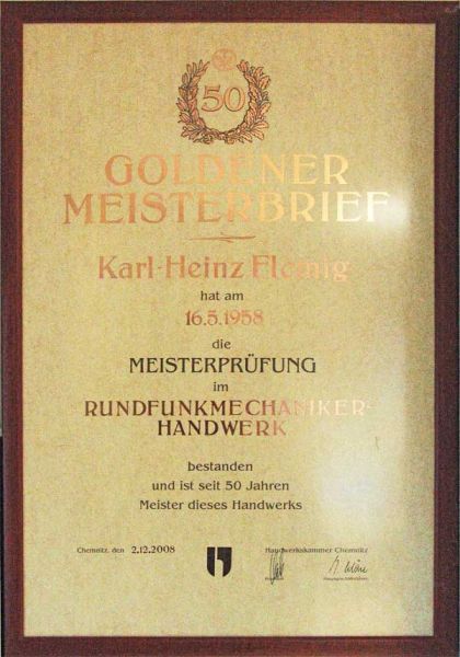Meisterbrief Karl-Heinz Flemig
